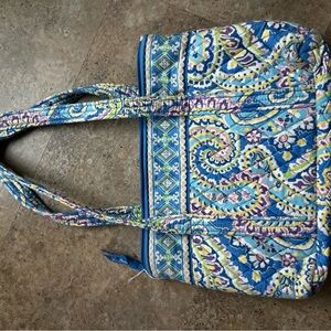 Vera Bradley Blue and Yellow Tote Bag with Quilted Cotton
